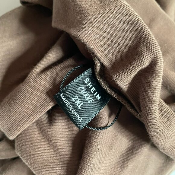 Curvy Size 2X! Cocoa Brown Turtleneck Top | Sleek Layering for Fall Capsules - Picture 9 of 10